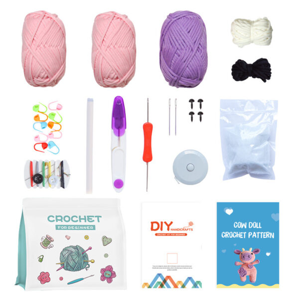 主图-06 Best-selling crochet material package for DIY handmade doll cow crafting kit