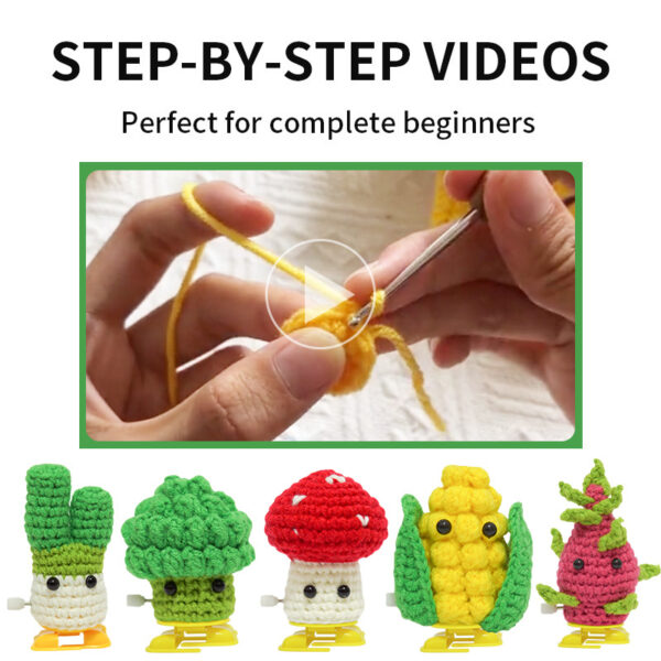 Best-selling crochet material packs for DIY wool sets, walking vegetable toys, and decorative items.
