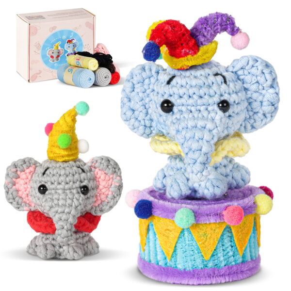 New crochet kit material pack - doll mini small elephant - without fork - stuffed cotton - handcrafted - DIY - knitting