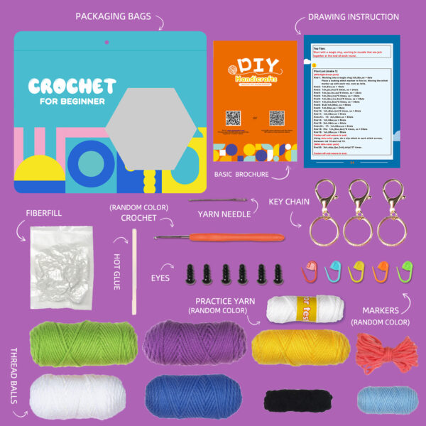主图-07 Crochet kit - A material package for making a doll, an owl, and a combined toy and hat. Ideal for DIY hand weaving.