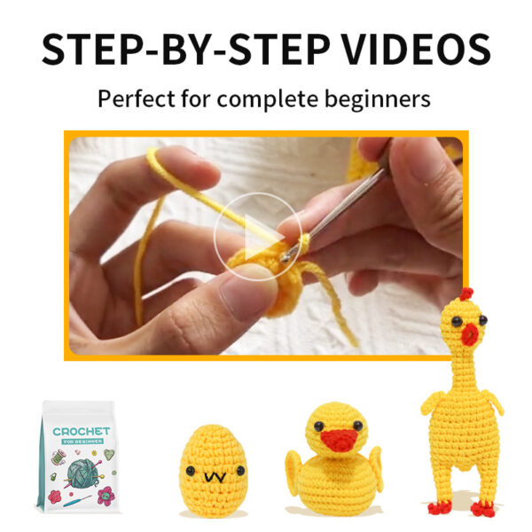 主图-08 The hook knitting material pack BB is called the Manual DIY Knitting Doll Cute Duck Set