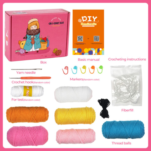 主图-08 Crochet material pack for making doll knitting DIY craft - handmade owl in powder blue color