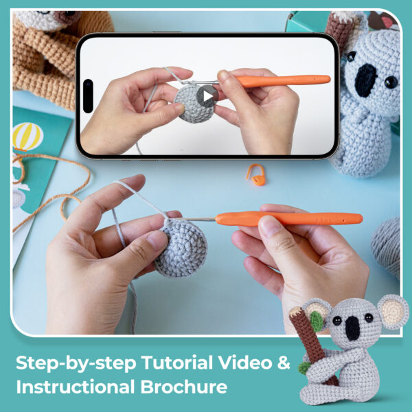 Crochet kit - Materials pack for making a stuffed sloth and koala DIY knitting project