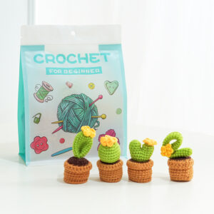 主图-08 Handmade knitting DIY material package for green plant pots and wool knitting crochet ornaments