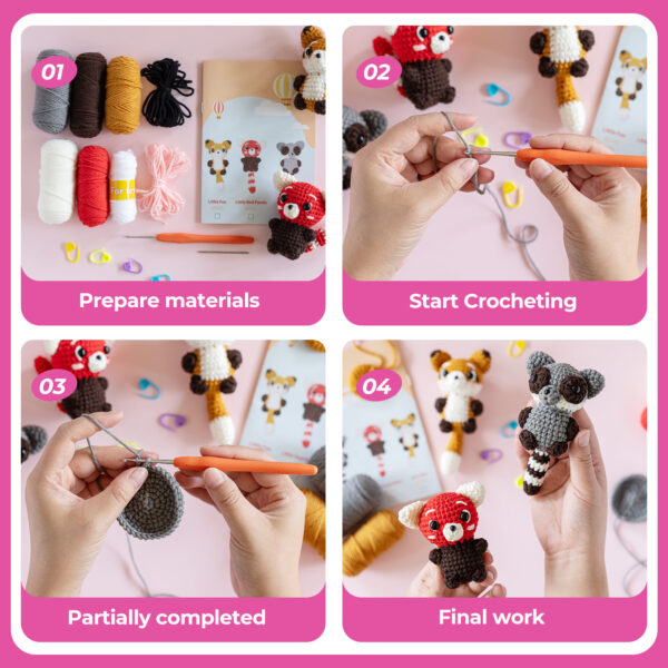 主图-09 Crochet kit - Material pack - Three small dolls - Handmade DIY knitting