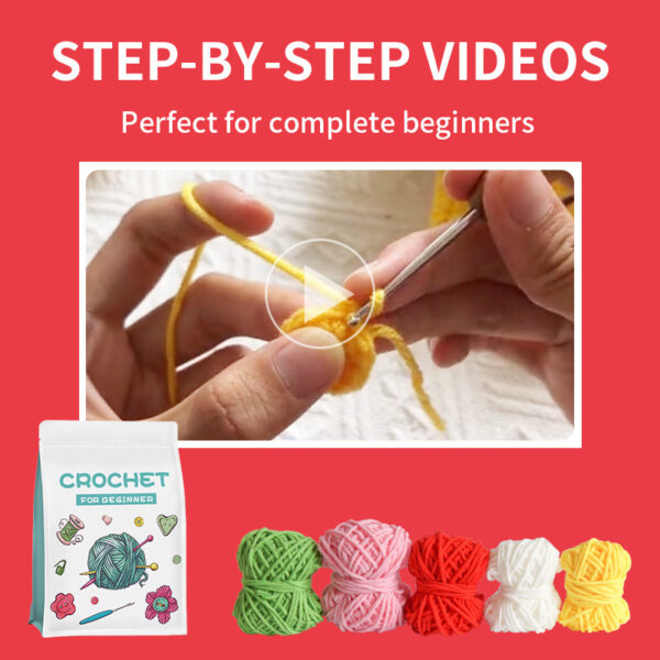 Crochet material kit for beginners' DIY wool craft set - small flower pendant