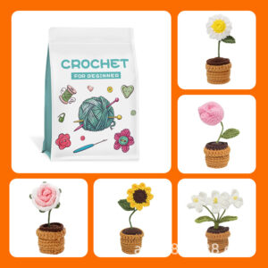 主图-09 Handmade DIY potting material package with wool yarn and knitting needles - small flower decorative item