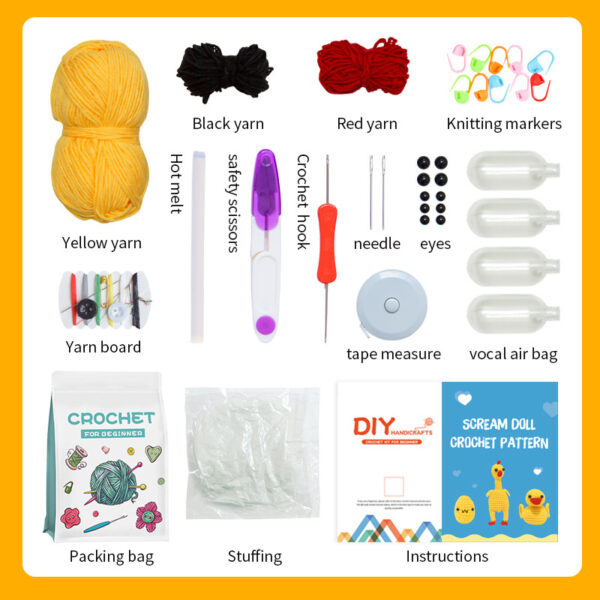主图-10 The hook knitting material pack BB is called the Manual DIY Knitting Doll Cute Duck Set