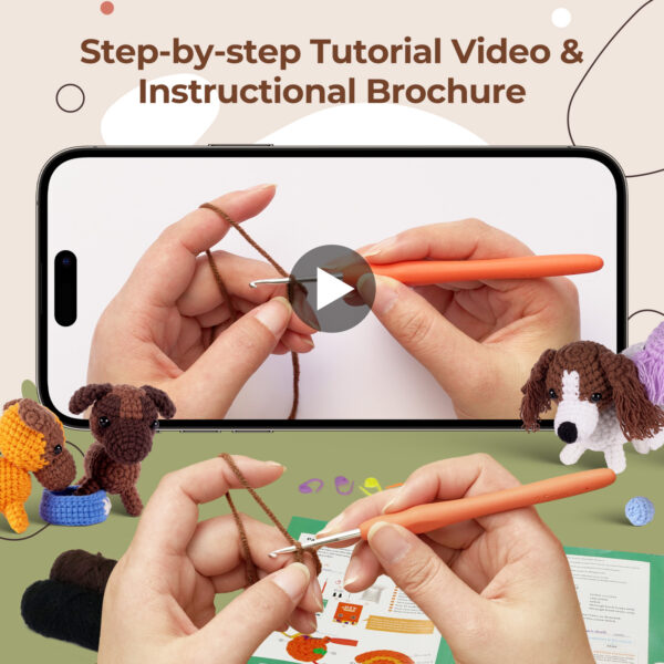 Crochet kit, material pack, doll, dog set, handmade DIY knitting