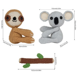 Crochet kit - Materials pack for making a stuffed sloth and koala DIY knitting project