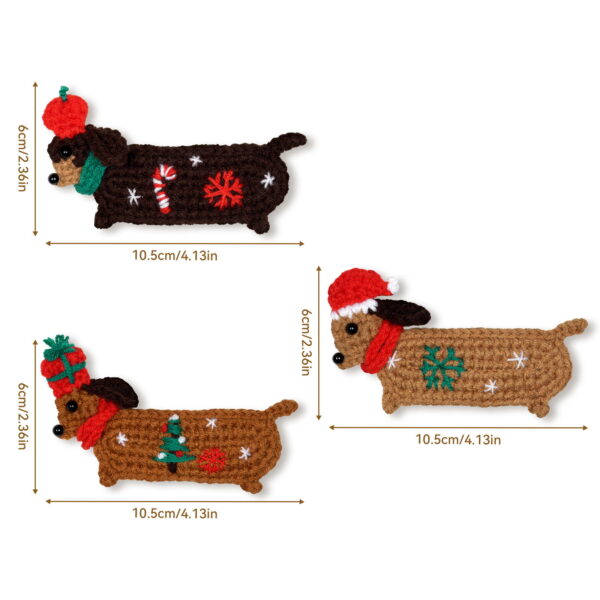 New crochet kit material pack doll Christmas sausage dog hairpin handmade DIY knitting Christmas
