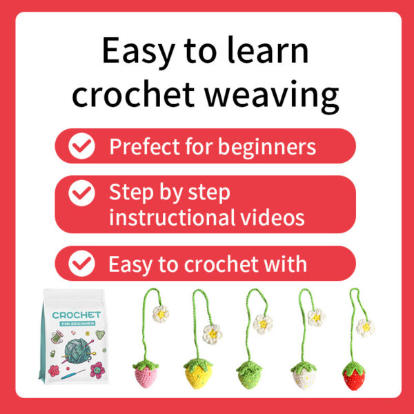 Crochet material kit for beginners' DIY wool craft set - small flower pendant