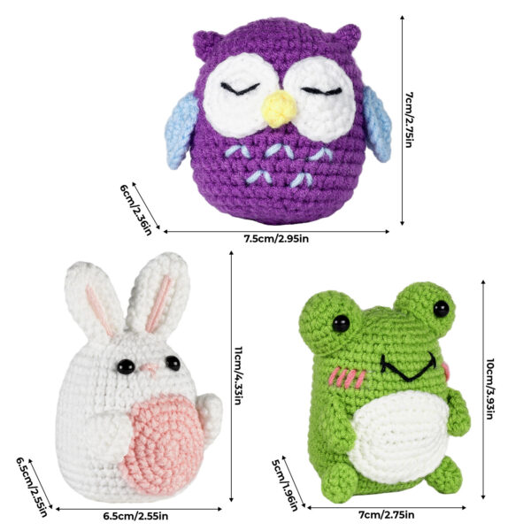 主图-11 Crochet material pack for DIY making of dolls - frogs, owls and rabbits with knitting