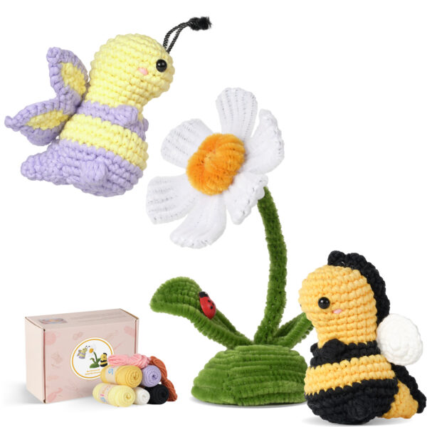 主图-06 New crochet kit material pack - doll bees and butterflies - no forked stems - cotton stuffing - handcrafted - DIY weaving