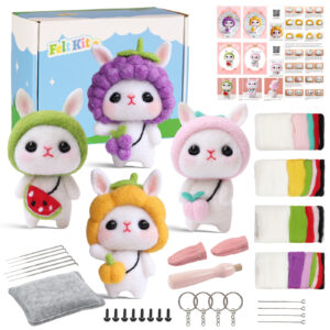 New rabbit doll wool felt plush toy DIY crafting kit for gift hanging decoration