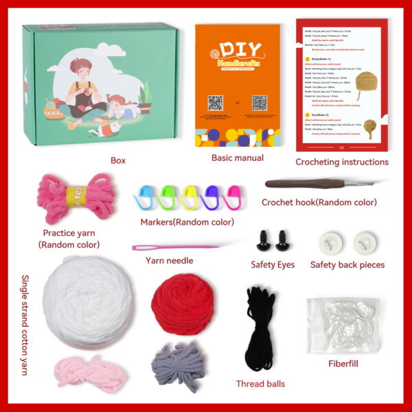 New wool knitting kit set with Christmas bear ornament for DIY hand-knitting, cute and adorable.