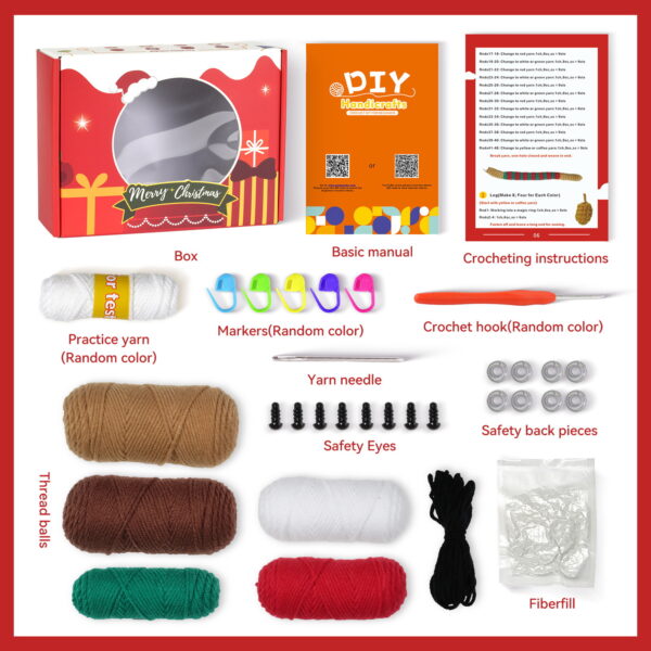 New wool knitting kit set with materials package - Christmas sausage-shaped dog pendant for DIY hand-knitting