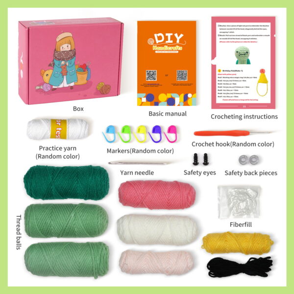New crochet kit material pack, doll's birthday turtle, handmade DIY knitting, Christmas wool thread