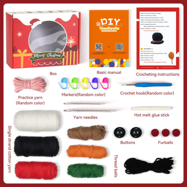 New crochet kit material pack, play Christmas snowman storage box, handmade DIY knitting, cotton milkweed