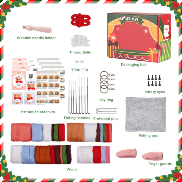 New wool felt DIY kit for handicrafts - Snowy Elephant Pendant as a gift