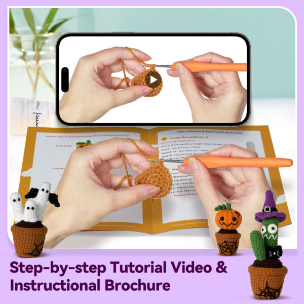 Crochet kit, material pack, doll, Halloween plant pot, handicraft DIY, weaving