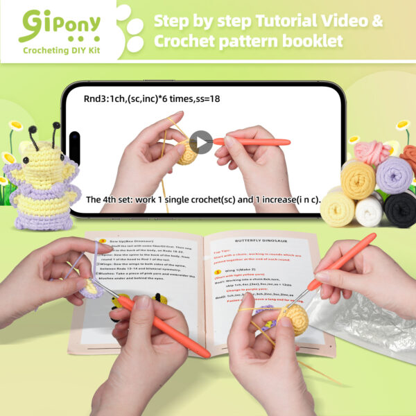 主图-08 New crochet kit material pack - doll bees and butterflies - no forked stems - cotton stuffing - handcrafted - DIY weaving