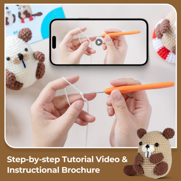 Crochet kit, material pack, doll beaver, handicraft DIY, weaving
