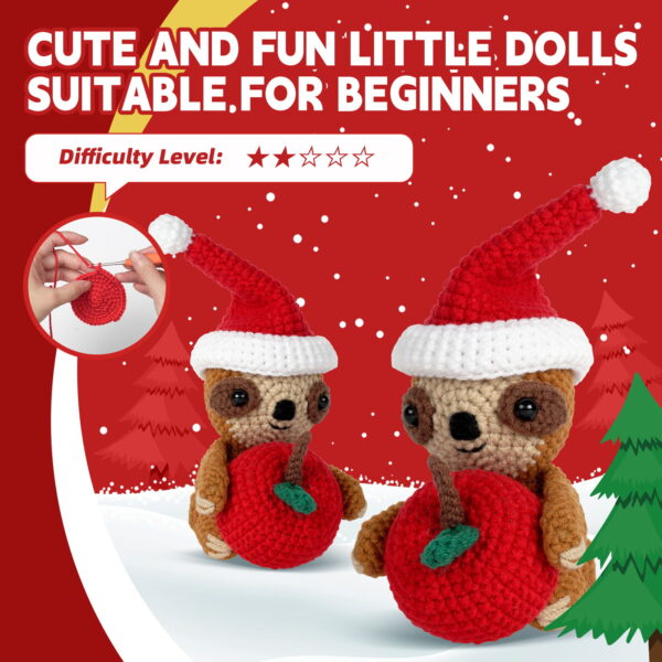 New crochet kit material pack doll Christmas tree sloth handmade DIY knitting Christmas