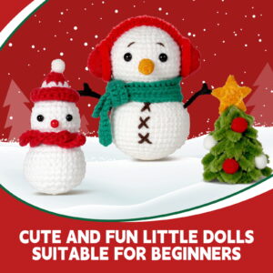 New wool knitting kit set with materials package - Christmas snowman combination - Handmade DIY knitting with knitting needles