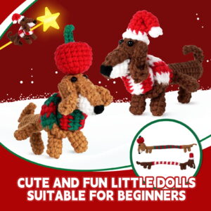 New wool knitting kit set with materials package - Christmas sausage-shaped dog pendant for DIY hand-knitting