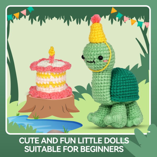 New crochet kit material pack, doll's birthday turtle, handmade DIY knitting, Christmas wool thread