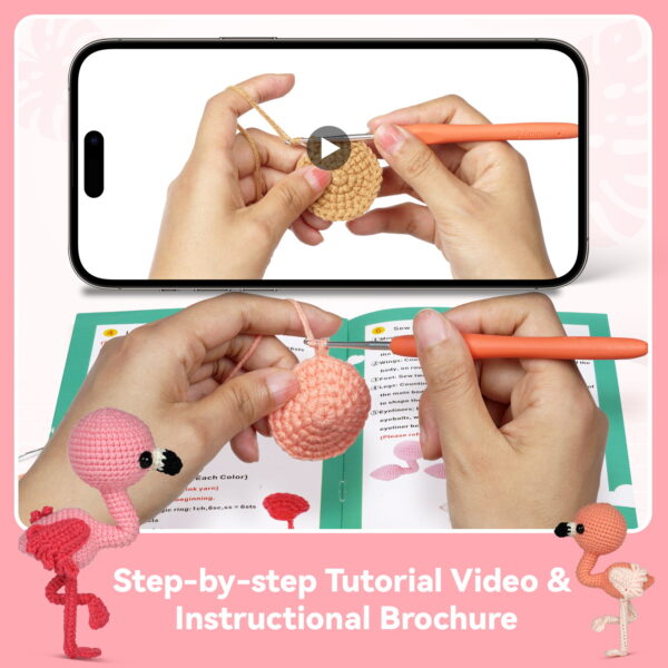 New crochet kit material pack, doll flamingo, handmade DIY knitting, Christmas, gratitude