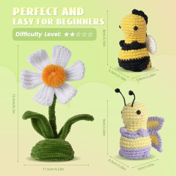 主图-09 New crochet kit material pack - doll bees and butterflies - no forked stems - cotton stuffing - handcrafted - DIY weaving