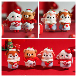 New wool felt DIY kit for handicrafts - Snowy Elephant Pendant as a gift