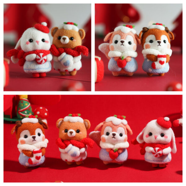 New wool felt DIY kit for handicrafts - Snowy Elephant Pendant as a gift