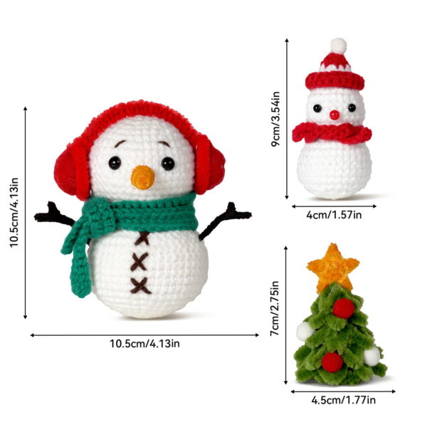 New wool knitting kit set with materials package - Christmas snowman combination - Handmade DIY knitting with knitting needles