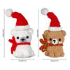 New wool knitting kit set with Christmas bear ornament for DIY hand-knitting, cute and adorable.