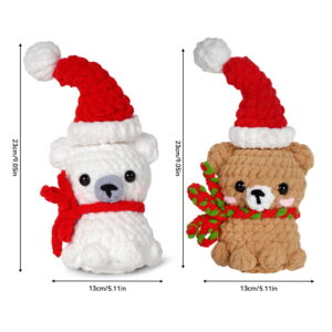New wool knitting kit set with Christmas bear ornament for DIY hand-knitting, cute and adorable.