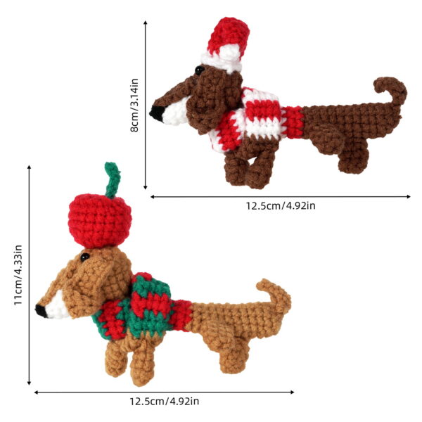 New wool knitting kit set with materials package - Christmas sausage-shaped dog pendant for DIY hand-knitting