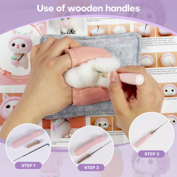 New rabbit doll wool felt plush toy DIY crafting kit for gift hanging decoration