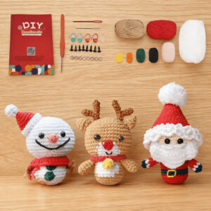 3-piece Christmas Santa Reindeer Snowman DIY Crochet Materials Pack