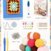 711H7+l+XzL._AC_SL1500_ Complete Granny Square Crochet Kit for Beginners & Kids – Includes Step-by-Step Video, Yarn, Blocking Mat & All Accessories | Learn to Crochet & Relax