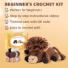 Highland Cattle Beginner Crochet Kit | Complete Set with Soft Yarn, Hook, Video Tutorial & Digital PDF Pattern | Ideal Holiday Birthday Gift for Adult Craft Enthusiasts