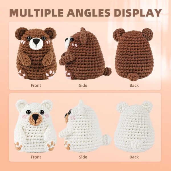 Polar & Brown Bears Crochet Kit for Beginners - Complete Starter Set with Easy Yarn & Step-by-Step Video | Learn to Crochet, Perfect Holiday & Birthday Gift for Adults