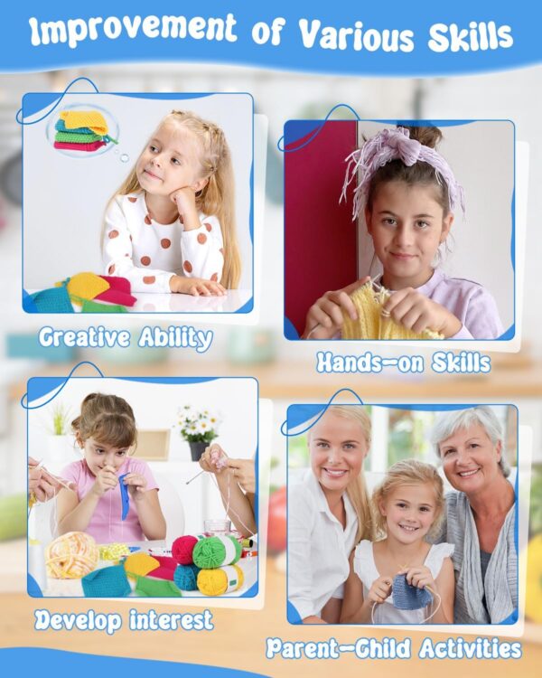 Complete Knitting Kit for Beginners - Learn to Knit Dishcloths with Step-by-Step Book, Needles & Yarn | Craft Gift Set for Adults & Family