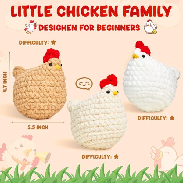71TQ-zQcvLL._AC_SL1500_ Chicken Crochet Kit for Beginners – 3PCs Amigurumi Starter Kit for Adults with Video Tutorials | Includes 40% Extra Yarn, Complete Tools & Step-by-Step Guide | Perfect DIY Gift & Hobby Set