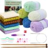 Learn to Knit Starter Kit for Beginners – Make 6 Pattern Dishcloths with Step-by-Step Guide | Complete Set with Yarn, Needles & Accessories Included