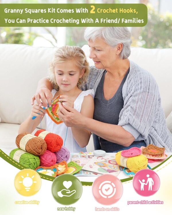 71aEVj-s+PL._AC_SL1500_ Master 50 Granny Square Stitches | Complete Crochet Kit for Beginners with Step-by-Step Video Tutorials & Premium Yarn | Perfect for All Skill Levels