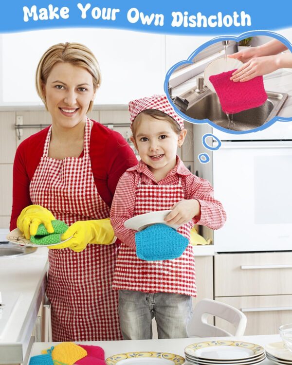 Complete Knitting Kit for Beginners - Learn to Knit Dishcloths with Step-by-Step Book, Needles & Yarn | Craft Gift Set for Adults & Family