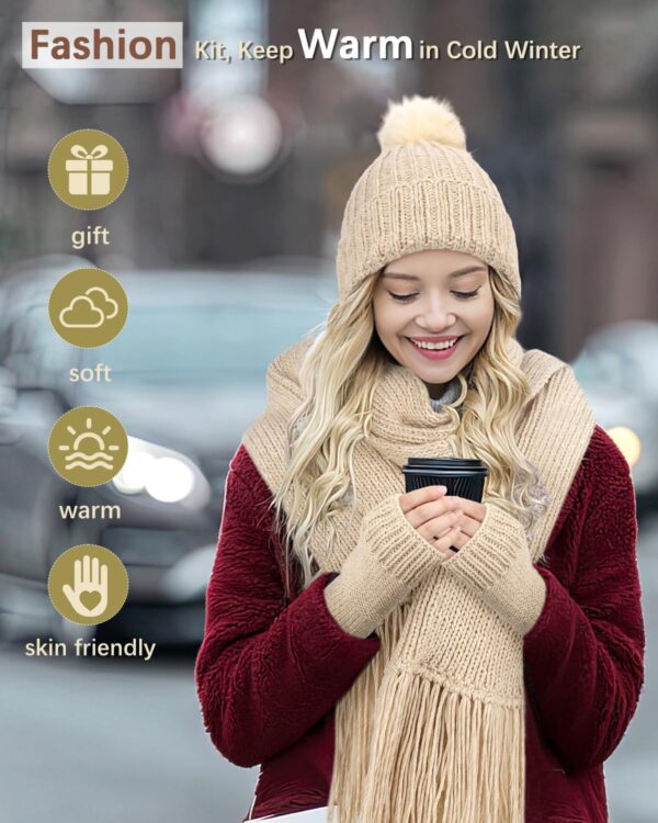 Katech Beginner Knitting Kit for Adults – Complete Starter Set for Hat, Scarf & Mittens | Includes Step-by-Step Guide + All Tools & Yarn